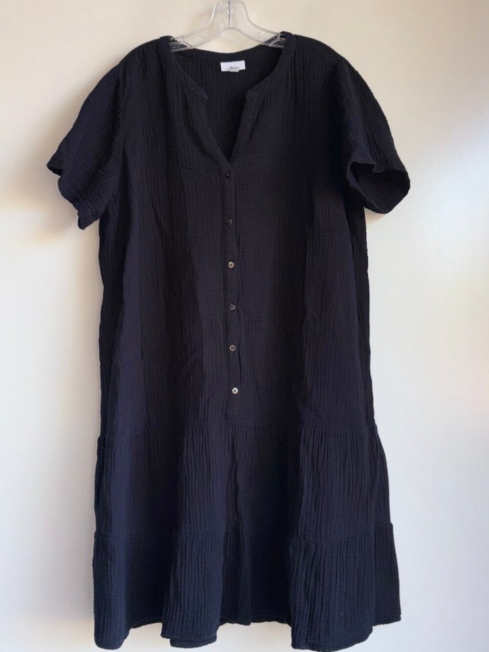 J.JILL Gauze Tiered Dress Size XL Tall Black